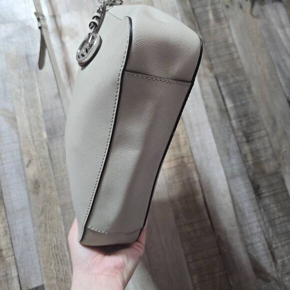 Michael Kors Jet Set Large Saffiano Leather Messenger Bag Grey Crossbody - Picture 8 of 12